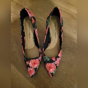 Christian Siriano Floral Black and Pink Skirt